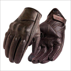 Carbon Armor Brown Leather Biker Gloves - Beanie Helmets