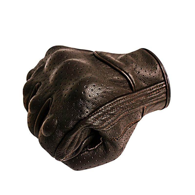Carbon Armor Brown Leather Biker Gloves - Beanie Helmets
