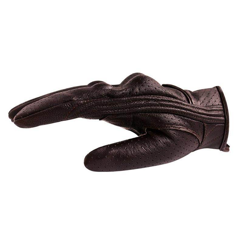 Carbon Armor Brown Leather Biker Gloves - Beanie Helmets