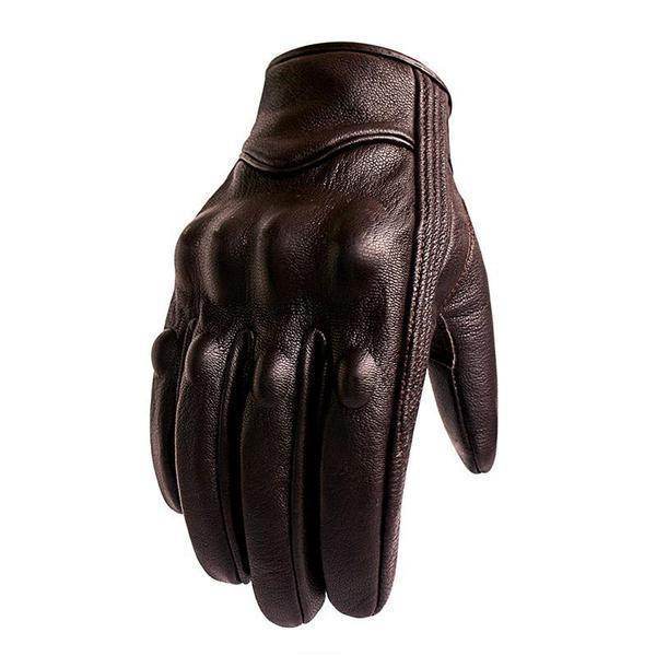 Carbon Armor Brown Leather Biker Gloves - Beanie Helmets