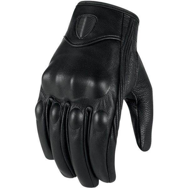 Carbon Armor Black Leather Biker Gloves - Beanie Helmets