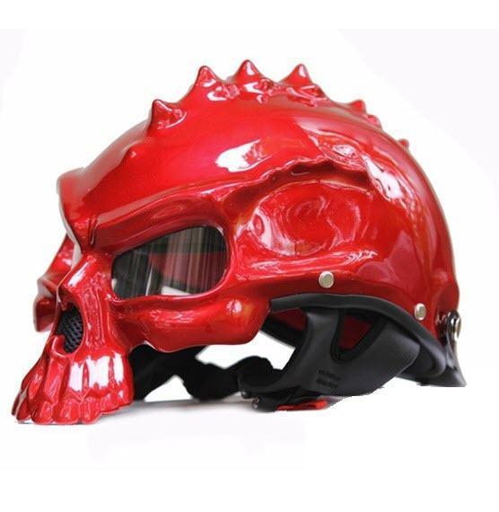 Family Avenue Skull Motorcycle Helmet Bright Red / M