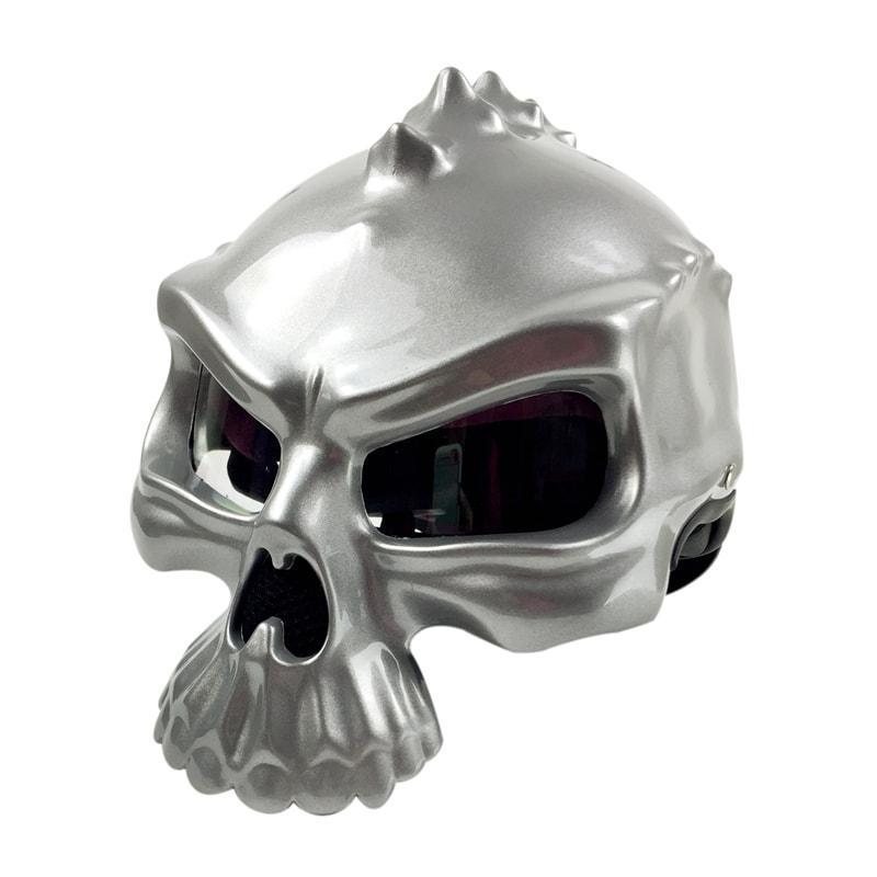 Family Avenue Skull Motorcycle Helmet Silver / M