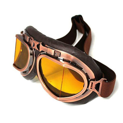 Vintage Steampunk Bikers Goggles Amber Lens