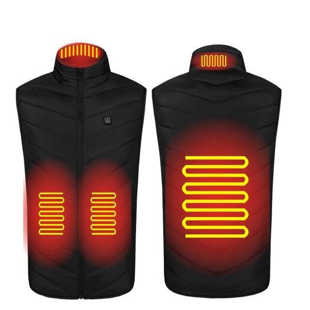 USB Powered Heated Vest - 4 Heat Zones - Black color