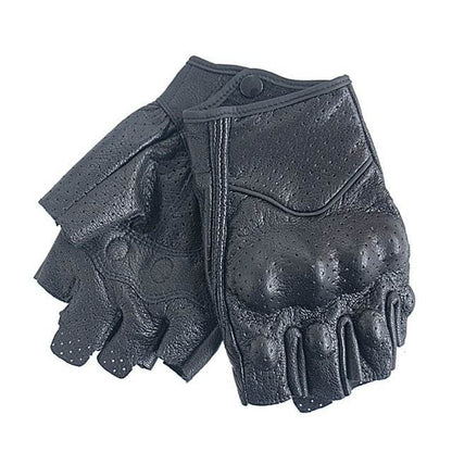 Carbon Armor Leather Biker Gloves / Open Fingers - Beanie Helmets