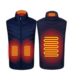 USB Powered Heated Vest - 4 Heat Zones - Blue color