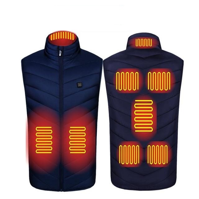 USB Powered Heated Vest - 8 Heat Zones - Blue