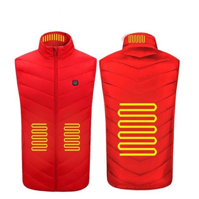 USB Powered Heated Vest - 4 Heat Zones - Red color