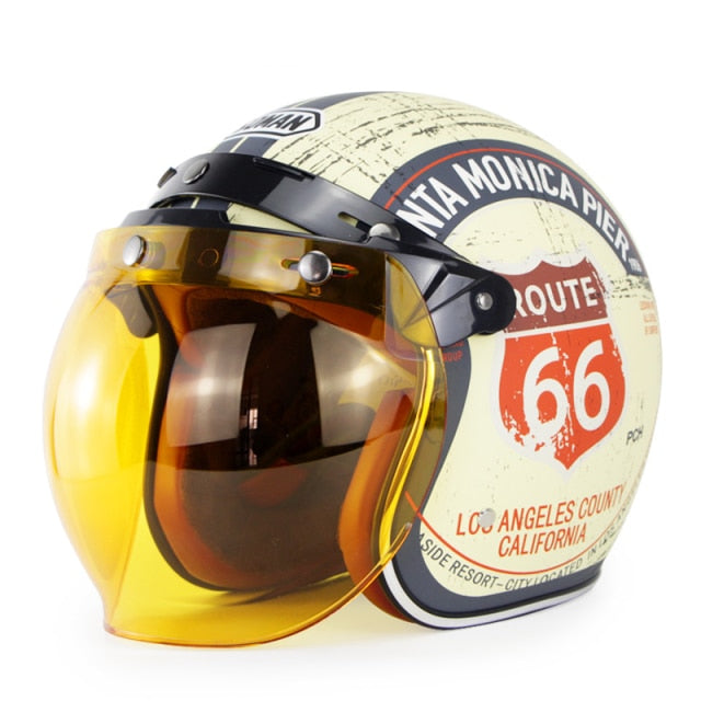 'Route 66' Open Helmet with Retractable Inner Lens